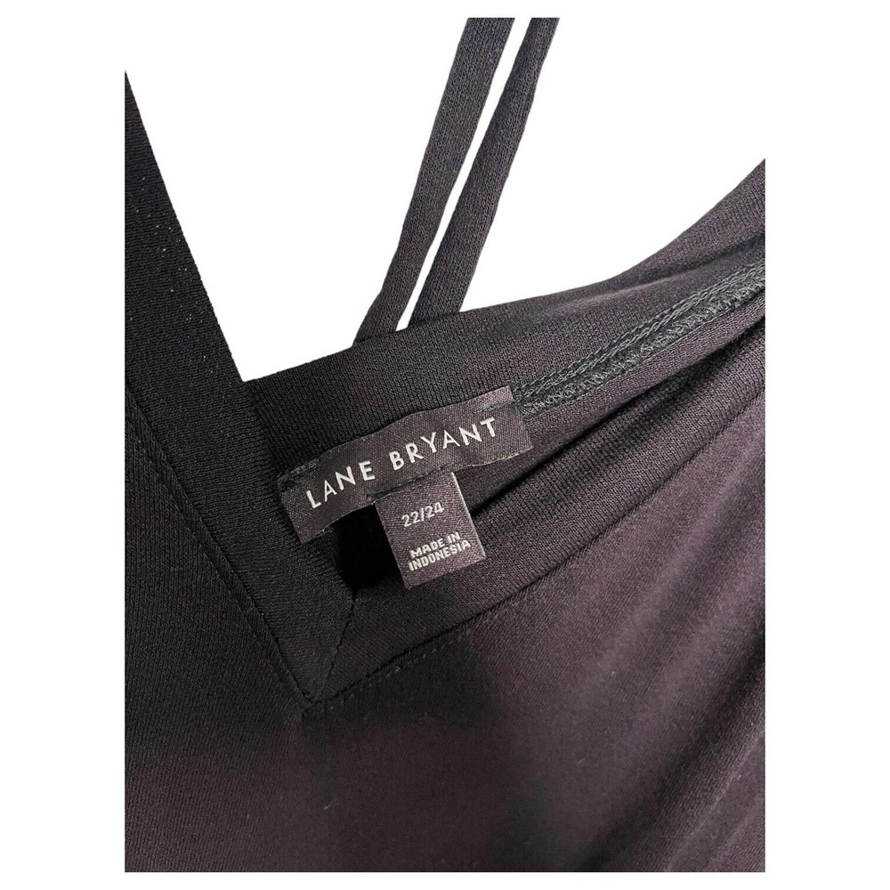 Lane Bryant Top Womens 22 24 V Neck Long Sleeve Cinched Bottom Tie Back Black - Picture 4 of 12